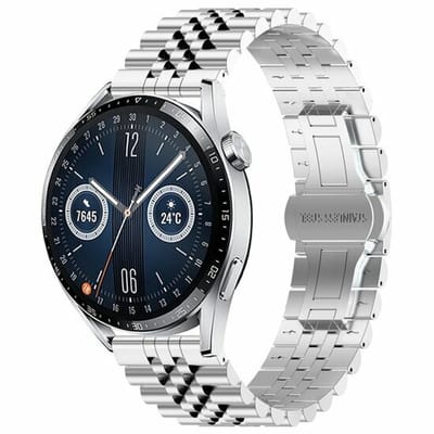 By Qubix - 22mm - Stalen band - Zilver - geschikt voor Huawei Watch 3 / 4 / 5 (pro) - 46mm & geschikt voor Huawei Watch GT / GT 2 / GT 3 (pro) / GT 4 (pro) / GT 5 (pro) / GT 6 (pro) 46mm / Ultimate / Ultimate 2