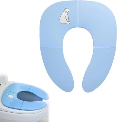 Babytoiletbril Opvouwbaar - Potje Zindelijkheidstraining - Reizen en Thuis - Voedselveilig PP Materiaal - 15 x 10 cm - Blauw