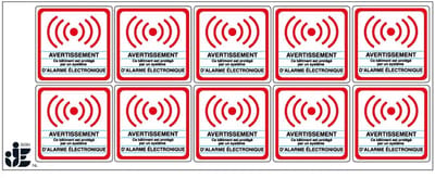 Système d'alarme électronique sticker | 5 x 5 cm - 10 stuks per vel