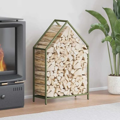 vidaXL - Brandhoutrek - 60x25x90 - cm - koudgewalst - staal - olijfgroen