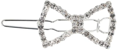 Haarsoires Haarspeld Haarclip 3cm - Strik Strass Steentjes - Zilver - Hair Clip - Decoratieve Haaraccessoire
