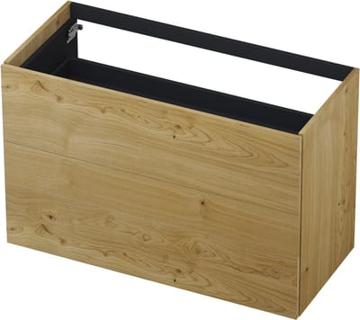 INK wastafelonderkast 2 laden greeploos push to open fineer eiken 100x45x65cm, natur
