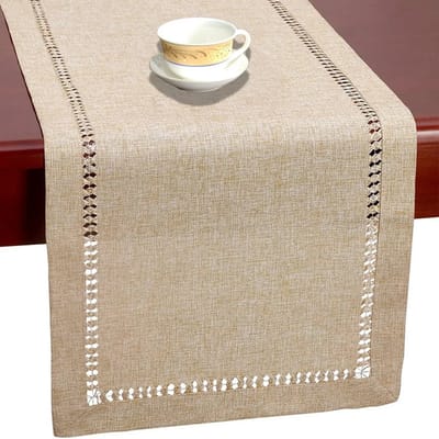 WiseGoods Luxe Stof Tafelloper 32x183 - Tafel Loper - Woonaccessoires - Tafellopers - Decoratie Wonen - Woondecoratie - Beige