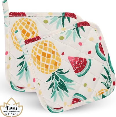DREAM Pannenlappen 2 Stuks Zomerfruit Katoen Pannenonderzetter Hittebestendige Pannenlap tot 250Â°C