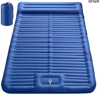 RFWR® Dubbele zelfopblazende slaapmat voor 2 personen met voetpomp en kussen - ultralicht en compact voor outdoor activiteiten