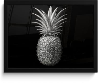 Poster in lijst - Fotolijst 40x30 cm - Posters - Ananas - Gedetailleerd - Bladeren - Posterlijst zwart - Decoratie - Wanddecoratie woonkamer - Muurdecoratie slaapkamer