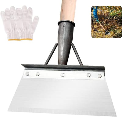 Allecto Plus - Multifunctionele tuinschep voor terras en tuin - Sneeuwverwijderingsschep met handschoenen - Onkruidverwijderaar - 23 cm