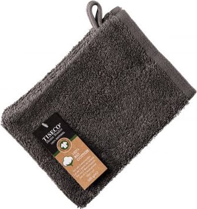 Tiseco Home Studio - Washand EDEN - SET/12 - 100% bio katoen - 500 g/m2 - met ophanglus - bio katoen - superzacht en zeer absorberend - 15x21 cm - Grijs