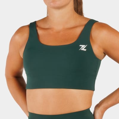 ZEUZ Dames Sport BH Longline – Medium Support Fitness - Bosgroen - XS