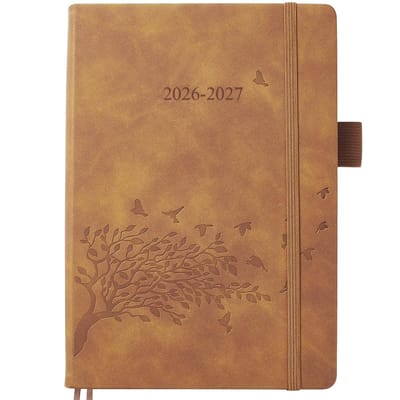 Planner (aug-jul), 1 pagina 1 dag met maandoverzicht, penhouder, tas en PU-hardcover, ideaal als schoolagenda 26/27, schoolplanner en studieplanner voor scholieren en