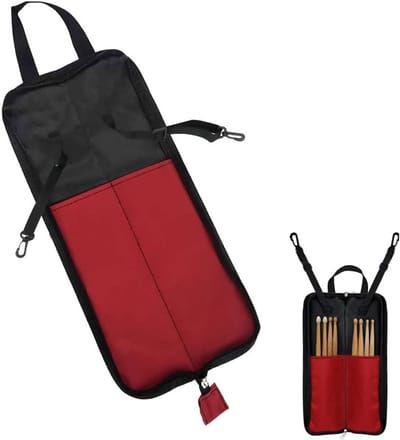 Dailygoods- Drumsticktas Draagbaar - Drumhamertas met Handvat - Rood - 47 x 20 cm - Modieus - Lichtgewicht - Drumstickhouder