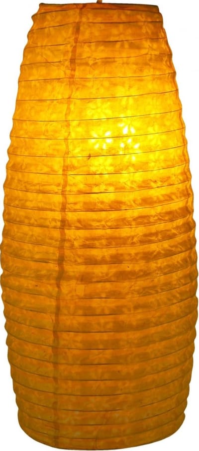 Klein Ovaal Hanglamp van Lokta Papier in Geel - 42x22 cm