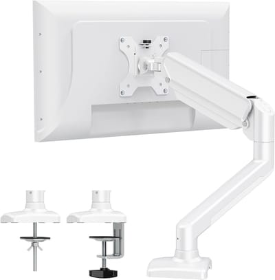Monitorhouder voor 13-32 inch schermen - Verstelbare gasveer met VESA 75/100 mm - Kantelbaar en draaibaar - Wit