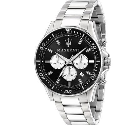 Maserati Sfida Zwart Metaal Heren Quartz Chronograaf met Datum R8873640004 zwart