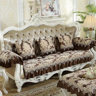 Europese High-end Jacquard Dubbellaags Chenille Rok Donker Bankkussen Siliconen Antislip Bankzitkussen 80*210+18cm