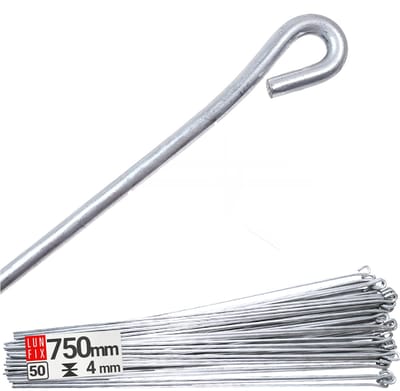 LUN FIX - Bevestigingsdraad 750 mm - 50 stuks - 4 mm diameter - ophangdraad - Voor verlaagde plafonds