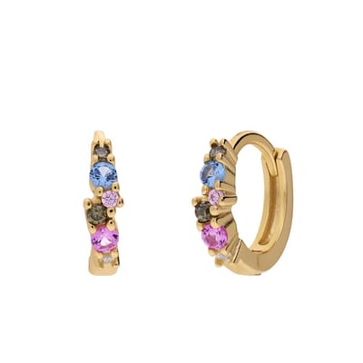 Lucardi Kinder Zilveren goldplated kinderen oorring mulit color - Oorbellen - 925 Zilver - Goudkleurig