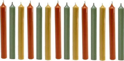 Cactula gekleurde dinerkaarsen dinerkaars kaars kaarsen 2.1 x 19,5 cm Kleur Seventies - Olive green - Orange - Ocher 14 stuks