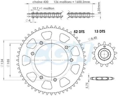 Kit chaîne Teknix pour Moto Peugeot 50 XP6 SM Après 2002 Neuf