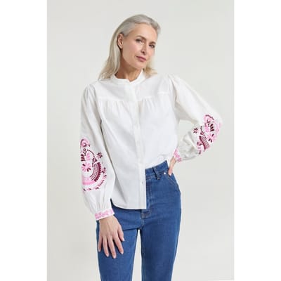 Josephine & Co Joris Blouse Fuchsia Print Maat: 34 | Blouses Outlet | Dames | Wit