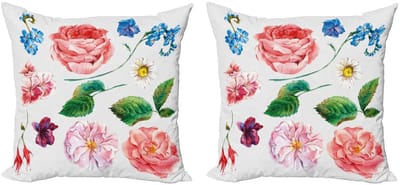 ABAKUHAUS Kussenhoes Set – 40x40 cm – Boeketprint – Dubbelzijdig Multicolor
