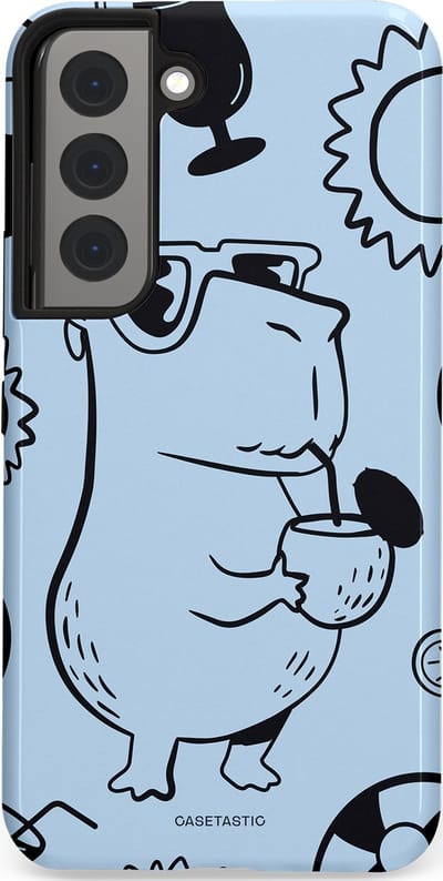 Casetastic Hoesje Geschikt voor Samsung S22 - Stijlvolle Beschermende Duo-layer Case - Capibara cocktail