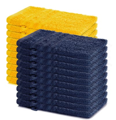 Lavea® Set van 20 washandjes 15x21 cm – 100% katoen – Zacht en absorberend – Ideaál als washandje, gastendoekje of handdoek voor dagelijks gebruik – Marineblauw en Koolzaadgeel