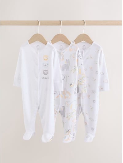 Next - Pasgeboren unisex - Set van 3 babypyjama's - Wit