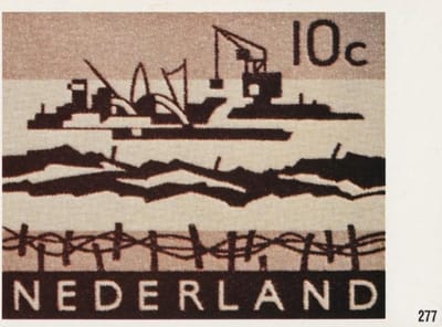 Briefkaart met afbeelding deltawerken postzegel