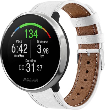 Strap-it Smartwatch bandje leer - geschikt voor Polar Unite / Ignite / Ignite 2 / Ignite 3 / Pacer - wit
