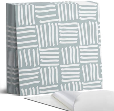 Coloray Plaktegels - Geometrisch lijnenpatroon Portugese Tegels - 30 cm x 30 cm - Grijs Plaktegels - 9 stuks - Vierkant PVC Tegels - Plaktegels Keuken - Zelfklevende Vloertegels - Vinyl Tegels Zelfklevend - Zelfklevende Tegels