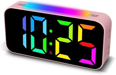 Slaapkamerwekker Groot Display - Digitale Klok - Wakker Worden - RGB Kleurwissel - 16.5 cm Breed - Roze