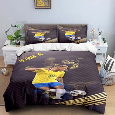 Mode Nee. 10 Voetbalster N-Neymar Print Beddengoed Sets Bedbenodigdheden Set Dekbedovertrek Beddekenset Beddengoed Set Luxe Cadeau EU Single(135*200cm)3pcs
