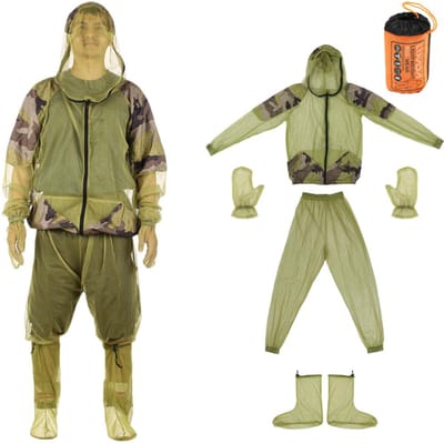 Lixada Outdoor Muggenwerend Pak Insectenjack Mesh Capuchonpakken Vissen Jagen Kamperen Jas 2XL-3XL beige