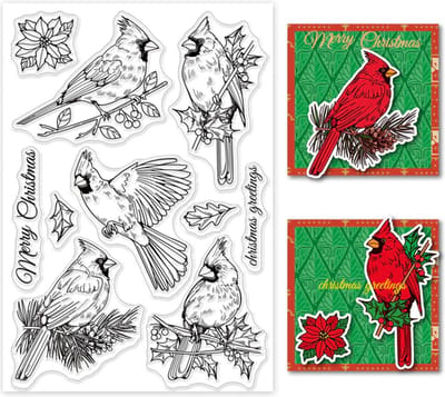 BaBaBa Stempelset Clearstempels Clearstamps Rode Kardinaal Vogel Set Kerst Stempels
