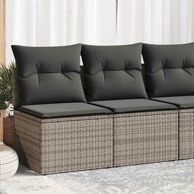 vidaXL - 2-delige - Loungeset - met - kussens - poly - rattan - acacia - grijs