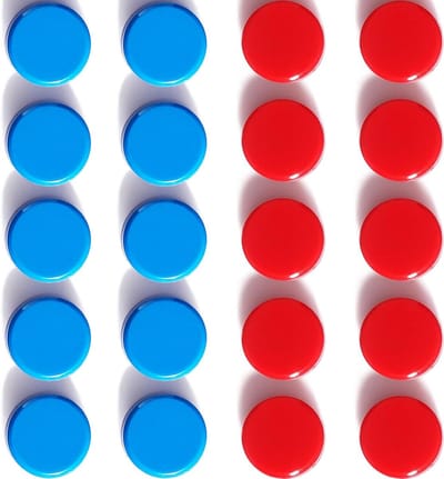 Decoratieve ronde koelkastmagneten in rood en blauw - Schattige kantooraccessoires voor een vrolijke uitstraling