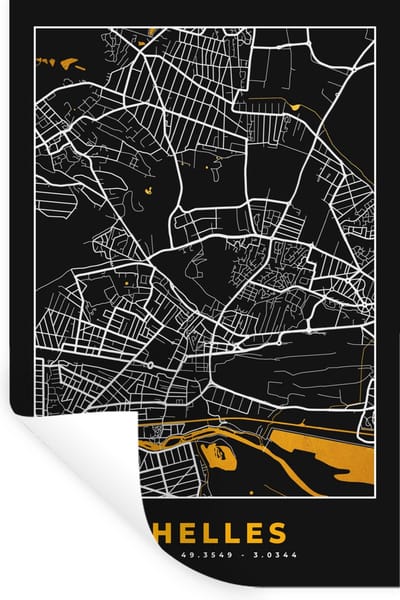 Muurstickers - Sticker Folie - Frankrijk - Chelles - Stadskaart - Plattegrond - Kaart - 20x30 cm - Plakfolie - Muurstickers Kinderkamer - Zelfklevend Behang - Zelfklevend behangpapier - Stickerfolie