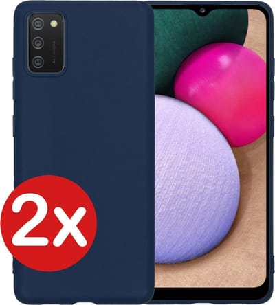 Hoesje - 2 Stuks - Geschikt voor Samsung Galaxy A02s - Sterk & Shockproof - Telefoonhoes - Back Cover - Case Siliconen - Telefoon Hoes - Donkerblauw