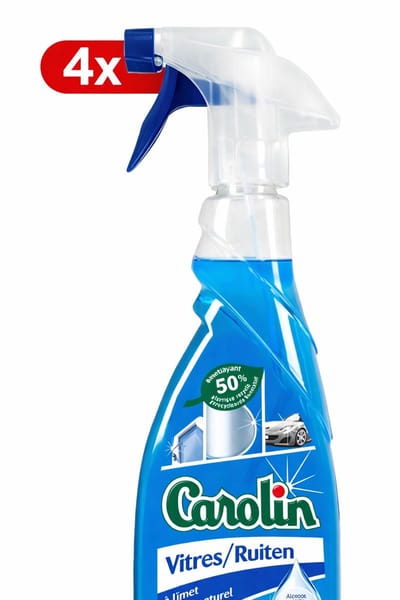 4 x Carolin - Glas- en Ruitenreiniger - Met Natuurlijke Alcohol - 650 ml - 4 stuks