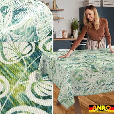 ANRO Tafelkleed Bladeren Beige 160x100cm Met sierband Afwasbaar Waterafstotend Binnen & Buiten