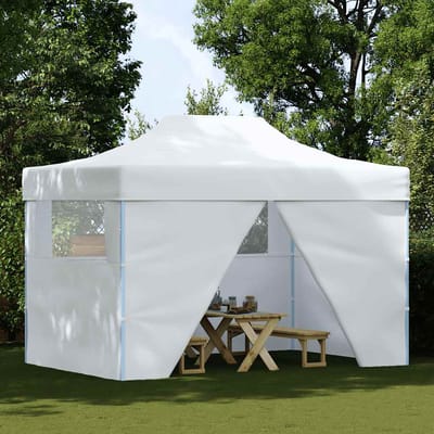 vidaXL - Partytent - met - 4 - zijwanden - inklapbaar - 280x410x315 - cm - staal - wit