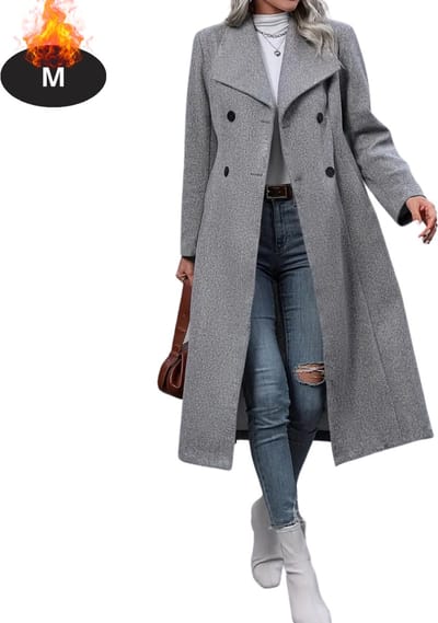 Livano Mantel Dames - Tussenmantel - Jas - Mantelpakje - Trenchcoat - Overjas - Overcoat - Winter - Grijs - M