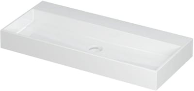 INK United Wastafel Porselein Zonder Kraangat incl. Porseleinen Click Plug en Verborgen Overloop Systeem - 1000x450x110 mm - Glans Wit