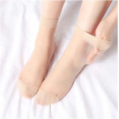 10 paar Zomer Ultradunne Elastische Dames Sokken, Transparante Nylon Enkelsokken, Onzichtbare Ademende Dames Korte Sokken 10pairs (20pcs) beige