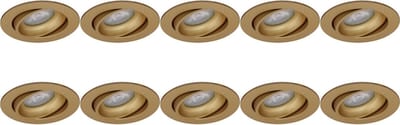 Spot Armatuur 10 Pack - Pragmi Delton Pro - GU10 Inbouwspot - Rond - Goud - Aluminium - Kantelbaar - Ø82mm