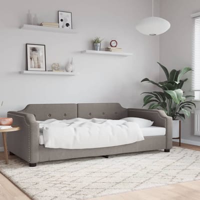 Vidaxl Bank Met Slaapfunctie, Kleur Taupe, 90X200 Cm, Bekleed Met Stof