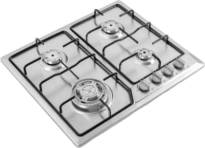 Dubbele Brander Kookplaat - Gasfornuis Outdoor - Kamperen Restaurants - Roestvrij Staal - 58 x 50 cm - Zilver