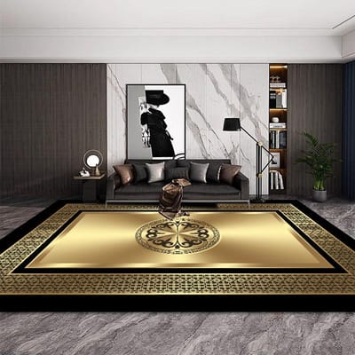 Luxe Tapijt in Europese Stijl voor Woonkamer Mode Gouden Decoratie Huis Grote Oppervlakte Kleden Wasbaar Slaapkamer Decor Mat Bedzijde 100*160cm