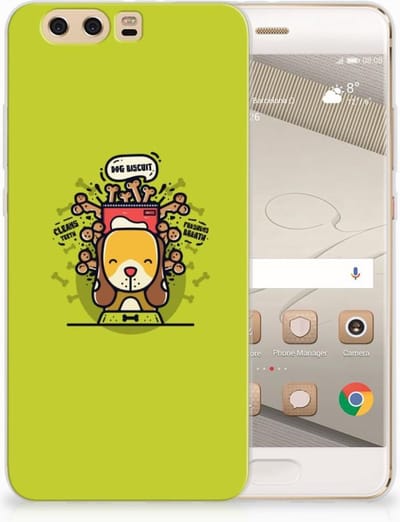 Back Cover voor Huawei P10 Plus Telefoonhoesje met Naam Doggy Biscuit